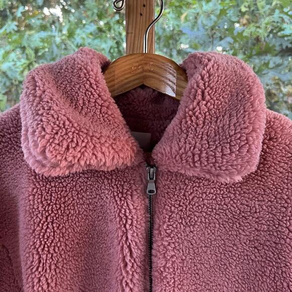 Nordstrom Elodie Rose Pink Teddy Coat Size M. Deep Front Pockets, Front Zip. - Picture 4 of 8